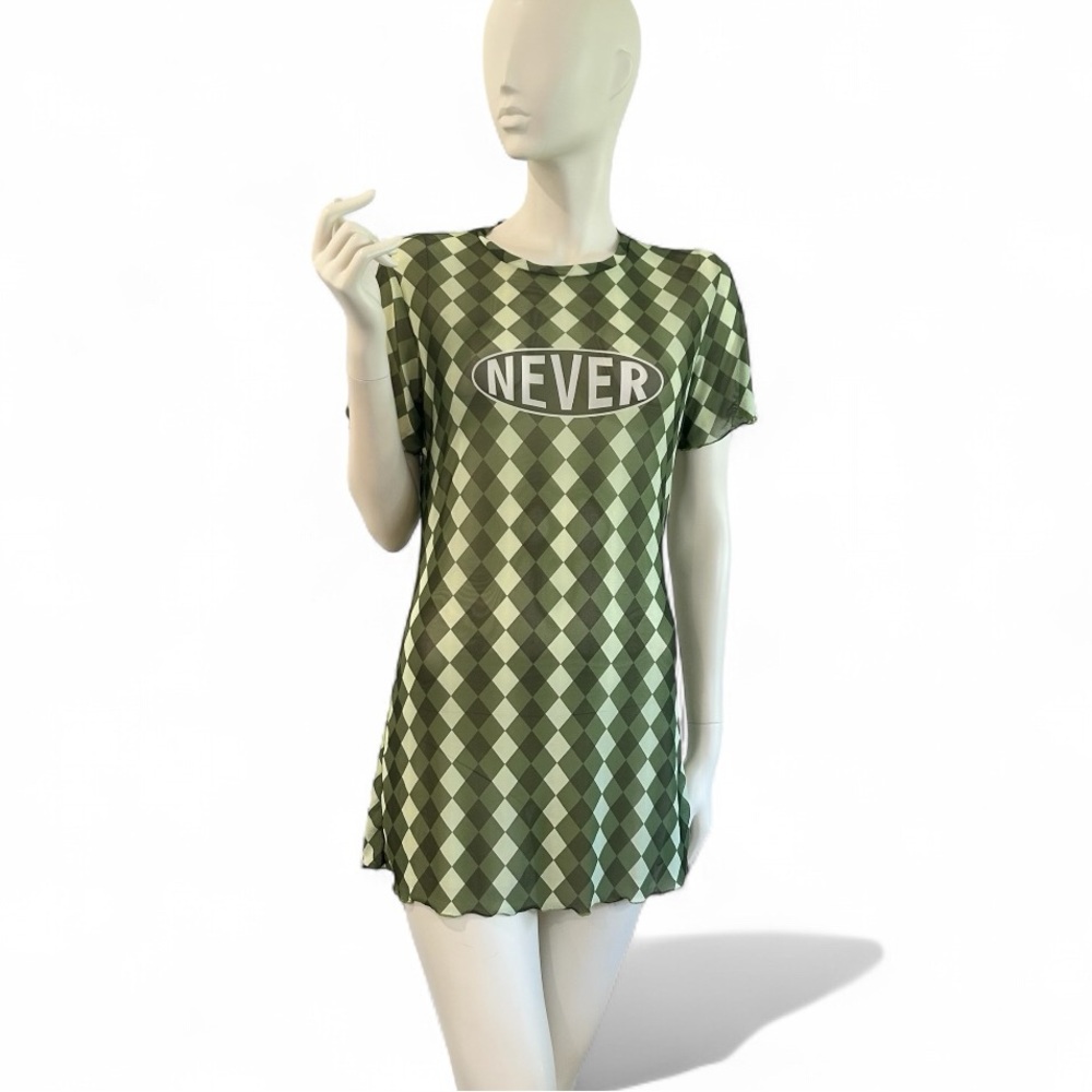Romwe Alt-fashion Sheer Argyle Mini Dress